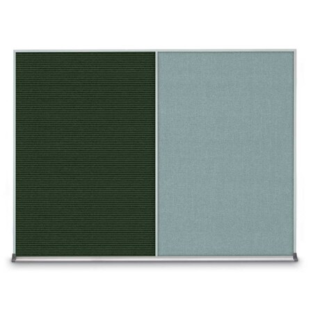 United Visual Products Triple Door Radius Plus Corkboard, 72" x UV8005PLUS-WHITE-AMETHY